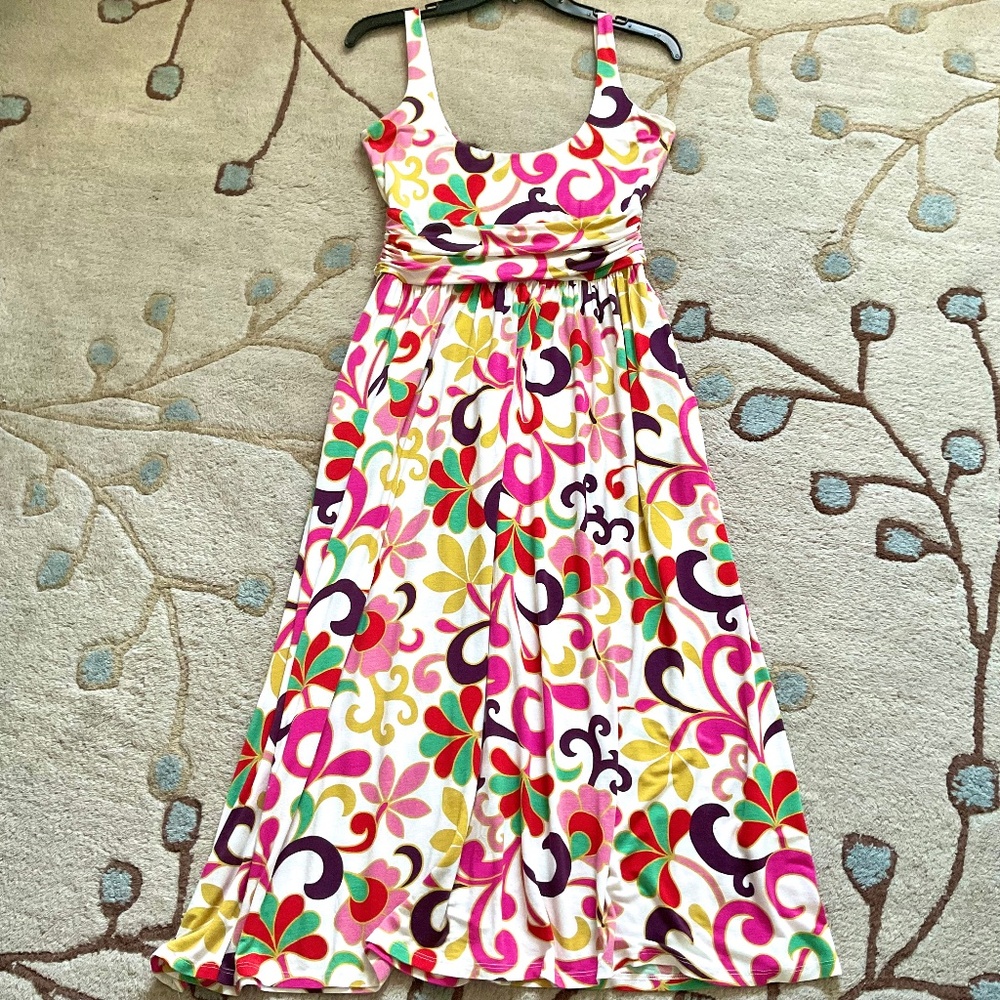 Boden Scoop Neck Jersey Floral Midi Dress Size 6P